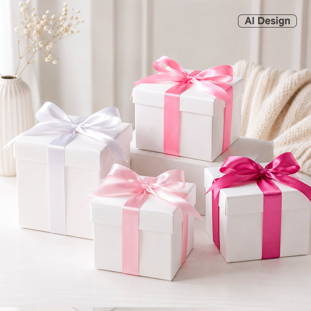 G2PLUS Pink Satin Ribbon for Gift Wrapping, 4 Rolls, 20mm x 22m 88m Total Gift Wrapping Ribbon, Ribbon for Birthday Parties, Baby Showers, DIY Crafts, Bows, Bouquet Wrapping