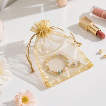 G2PLUS 30PCS Gold Oragnza Bags 4x6 In - Drawstring Organza Bags, Sheer Mesh Jewelry Pouches, Candy Gift Wrap Pouches for Christmas, Birthday, Wedding Party Favors