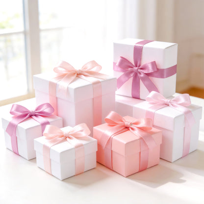 G2PLUS Dusty Pink Satin Ribbon for Gift Wrapping, 4 Rolls, 10mm x 22m 88m Total Gift Wrapping Ribbon, Ribbon for Weddings, Baby Showers, DIY Crafts, Bows, Bouquet Wrapping