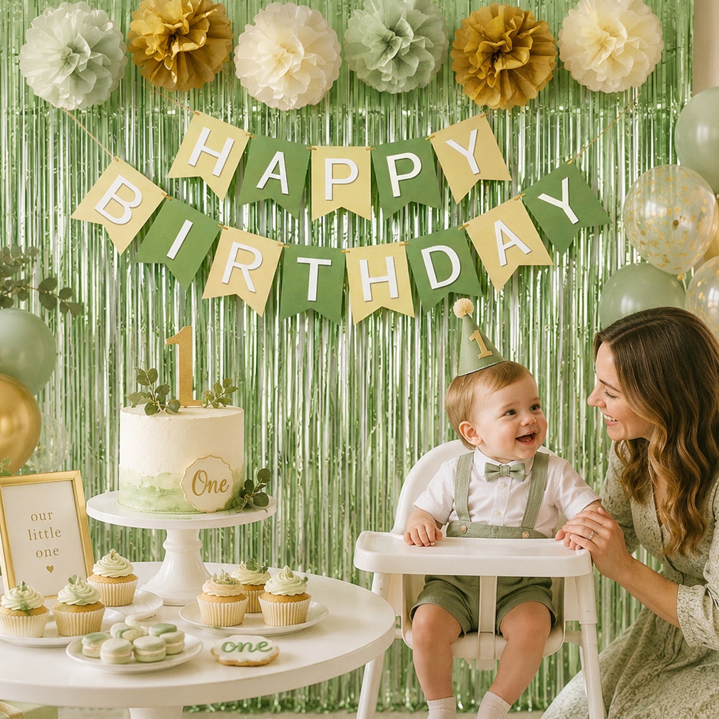 G2PLUS Green Birthday Decorations Set, Birthday Party Backdrop Decorations
