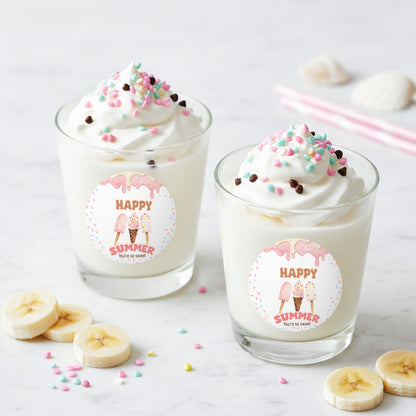 G2PLUS Summer Gift Stickers - 60Pcs Happy Summer Stickers 2 Inch Round Ice Cream Label Sticker for Envelope Seals, Gift Cards, Bags, Small Business, Hawaii Tropical Luau Party Favors