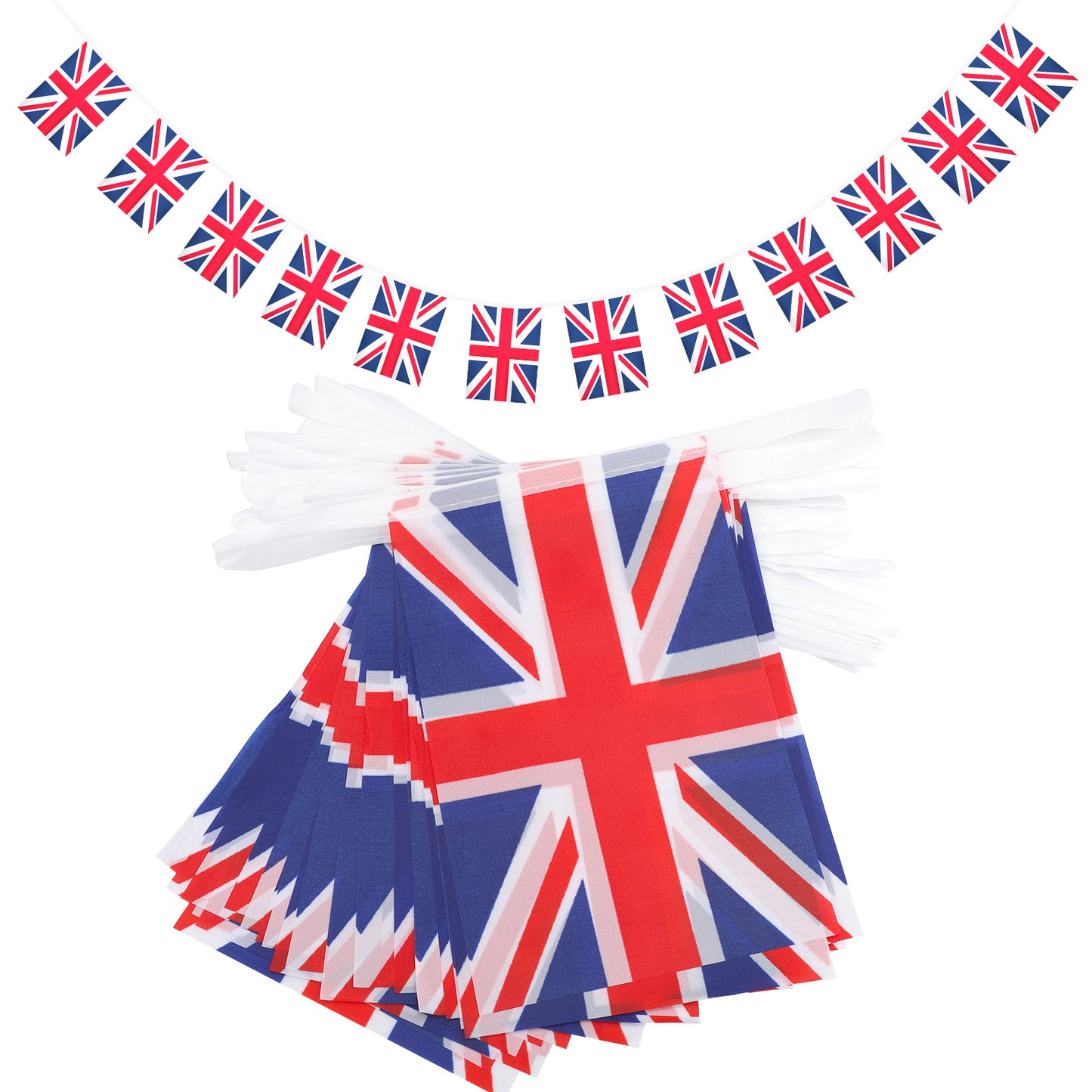 G2PLUS 12M Union Jack Flag Bunting, 30 PCS Rectangular Kings Coronation Bunting, Reusable Bunting Outdoor Waterproof for Kings Coronation Decoration