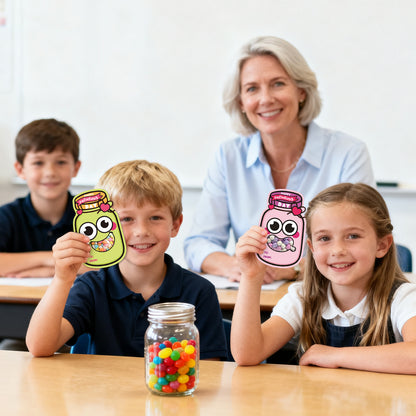 G2PLUS 48 Pack Valentines Day Cards for Kids, 8 Styles Happy Valentine’s Day Mason Jar Cards with Treat Bags for Classroom Valentines Exchange, School Gift Exchange & Party Favors