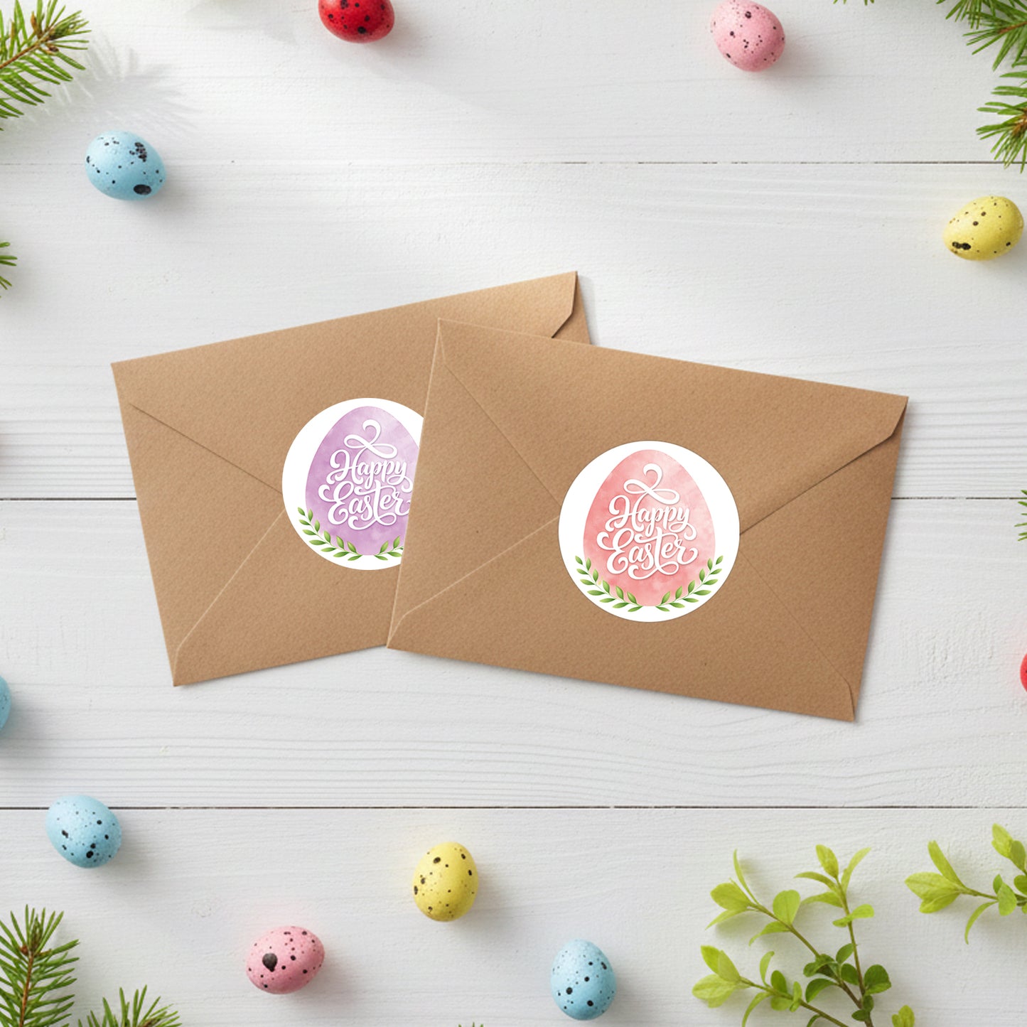 G2PLUS Happy Easter Stickers - 60Pcs Easter Eggs Labels for Baskets 2 Inch Round Watercolors Gift Sticker for Goddies Bags, Cards, Envelope Seals, Party Supplies - G2Plus