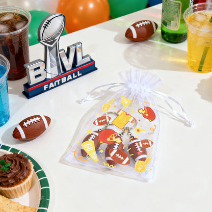 G2PLUS 30PCS Sports Theme Organza Bags 4x6, Sheer Mesh Drawstring Pouches for Football Party Favors, Game Day Party Treat Bags for Kids Birthday & Team Gifts