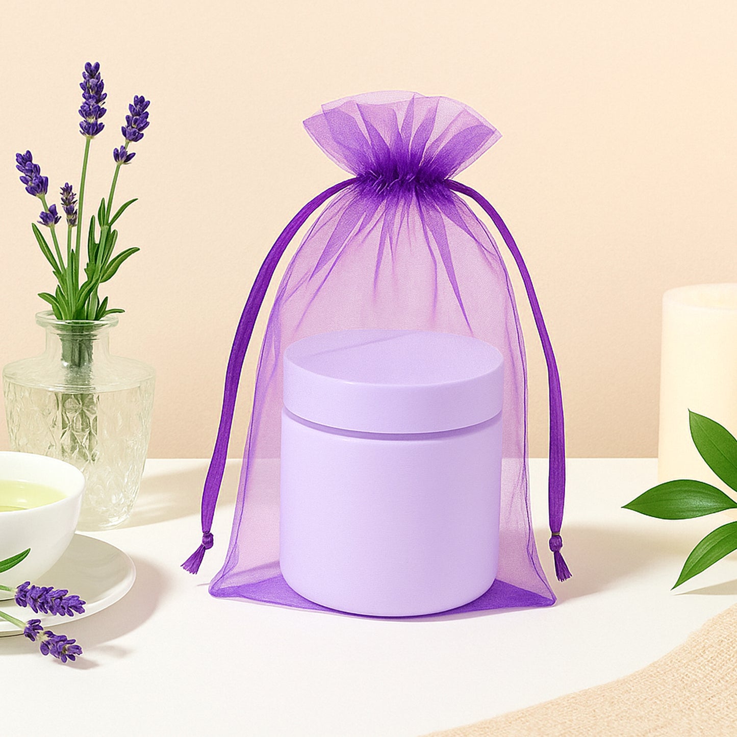 G2PLUS 25PCS Purple Organza Bags 5x7 inches, Sheer Mesh Jewelry Pouches, Organza Gift Bags with Drawstring for Candy, Jewelry, Wedding Party Favors