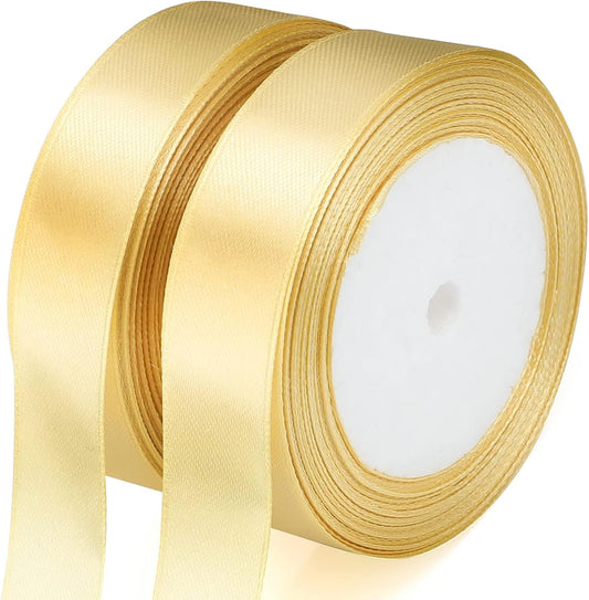 G2PLUS Champagne Gold Stain Ribbons - 20mm Gift Wrap Ribbon- 44M Ribbons for Gift Wrapping - Gift Wrapping Ribbon for Christmas Wrapping Gift Craft - 2 Roll x 22M