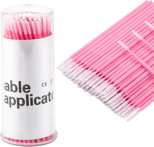 G2PLUS 200PCS Micro Applicators Brushes, Pink Micro Applicators with Longer Tips, Eyelash Extension Applicators for Eyelashes Extensions