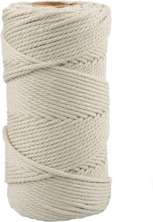 G2PLUS Beige Macrame Cotton Rope Cord 4MM Craft Cotton Twine String, 100M Durable Bakers Twine for for Wall Hanging DIY Crafts and Handmade Arts