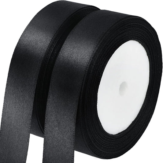 G2PLUS Black Stain Ribbons - 20mm Gift Wrap Ribbon- 44M Halloween Ribbons for Gift Wrapping - Gift Wrapping Ribbon for Halloween Wrapping Gift Craft - 2 Roll x 22M