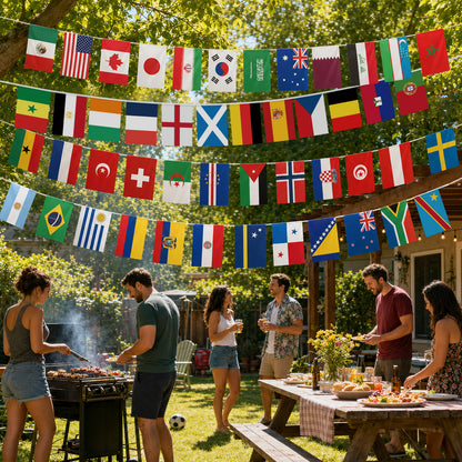 G2PLUS World Cup Football Bunting 2026, 48 Teams Flags of the World, 15m Double Sides Football Party Decor Banner for Bar Club Garden Street Decoration, 2 Pack