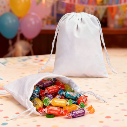 G2PLUS 20PCS White Velvet Drawstring Bags - 4.7x6 In Small Velvet Jewelry Pouches, Christmas Gift Bags for Candy, Birthday, Wedding Party Favors