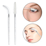 G2PLUS 100PCS Crystal Mascara Wands, White Eyelash Mascara Applicator, Disposable Spoolies Makeup Kits for Applying Mascara, Lash Extensions and Eyebrow Brush (White)