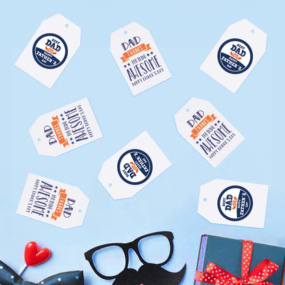 G2PLUS Happy Father's Day Tags, 100PCS Father's Day Paper Gift Tags, Best Fathers Tags, Father's Day Gift Tags with String for Gift Wrapping, Gift Bags, DIY Crafts (3.3''x2.2'')