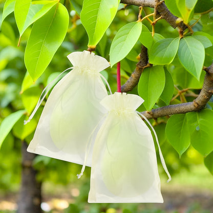 G2PLUS 100PCS Drawstring Organza Bags - Ivory Organza Bags 4x6 in Sheer Mesh Jewelry Pouches Candy Gift Wrap Pouch for Christmas, Wedding Party Favors