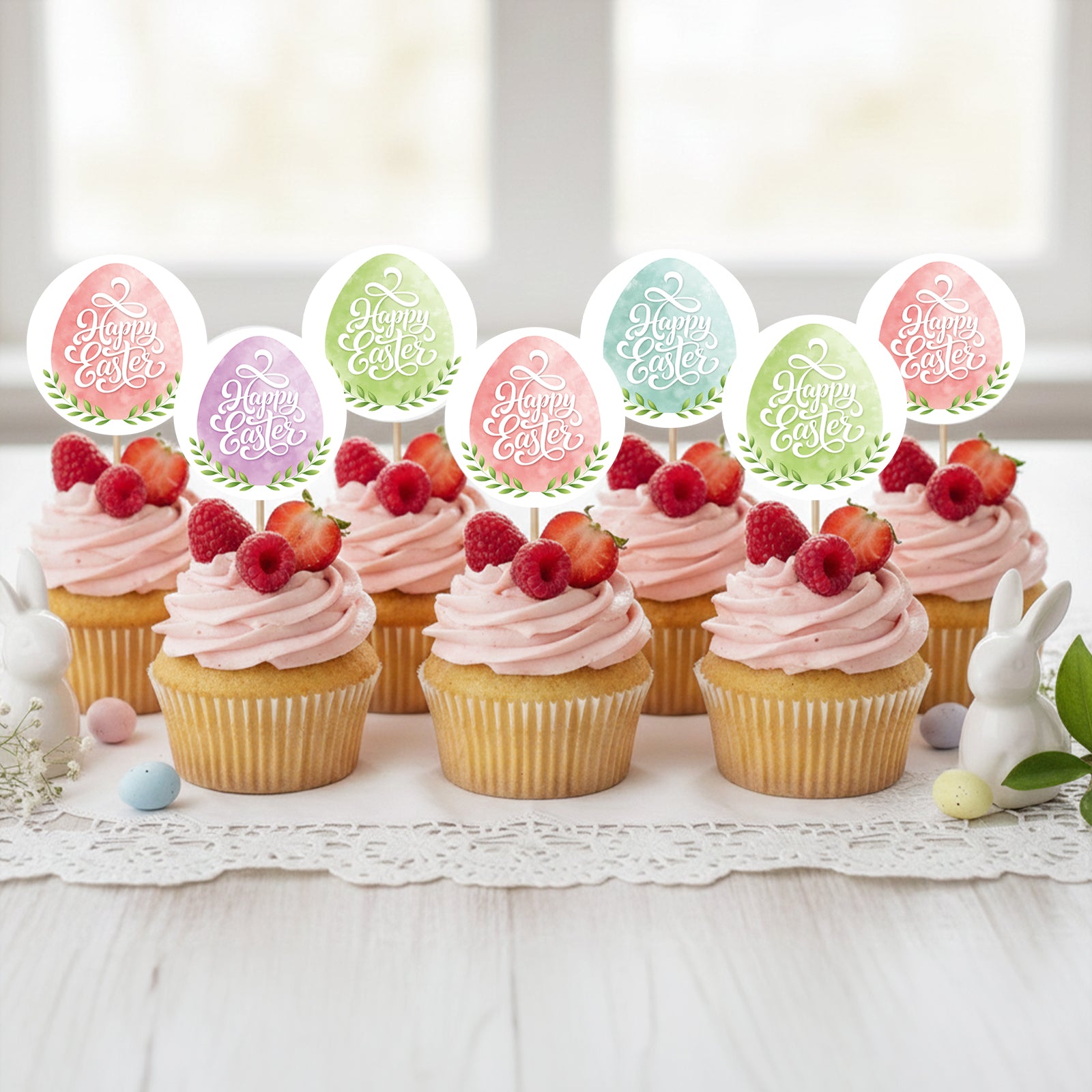 G2PLUS Happy Easter Stickers - 60Pcs Easter Eggs Labels for Baskets 2 Inch Round Watercolors Gift Sticker for Goddies Bags, Cards, Envelope Seals, Party Supplies - G2Plus
