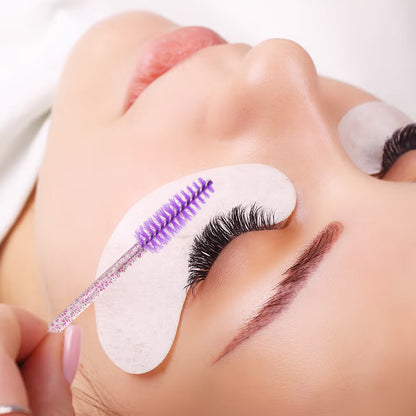 G2PLUS 100pcs Eyelash Brush Lip Brush, Dual Ended Eyelash Extension Brush, Purple Mascara Wands and Lipstick Applicator, Portable Makeup Brush for Eyebrow, Lip gross and Lash Extension