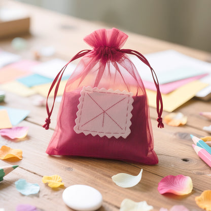 G2PLUS 25PCS Red Organza Gift Bags 5x7 inches - Wine Red Drawstring Organza Bags, Sheer Mesh Pouches for Candy, Jewelry, Christmas, Wedding Party Favors