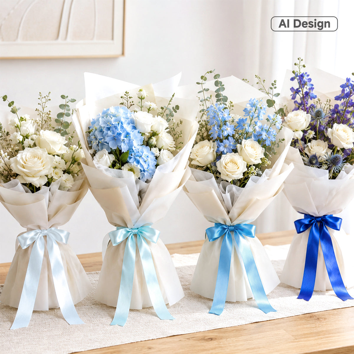 G2PLUS Pastel Blue Satin Ribbon for Gift Wrapping, 4 Rolls, 20mm x 22m 88m Total Gift Wrapping Ribbon, Ribbon for Birthday Parties, Baby Showers, DIY Crafts, Bows, Bouquet Wrapping