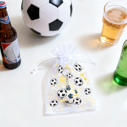 G2PLUS 30Pcs Soccer Organza Gift Bags 4x6 Inches, Drawstring Soccer Favor Bags, Sheer Mesh Pouches for Candy Treats, Kids Sports Birthday Party Favors, Team Gifts, Sports Game Events