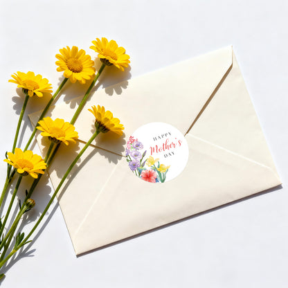 G2PLUS Mother's Day Stickers - 60Pcs Happy Mother's Day Gift Stickers 2 inches Round Mother's Day Labels Stickers with Floral for Mom's Gifts, Cards, Party Favors