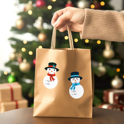 G2PLUS Christmas Gift Stickers, 120PCS Christmas Snowman Name Tags, 3x2 White Kraft Paper Christmas Gift Label Stickers, 6 Style Self-adhesive Xmas Snowman Tags Labels Envelope Seals for Gift Wrapping