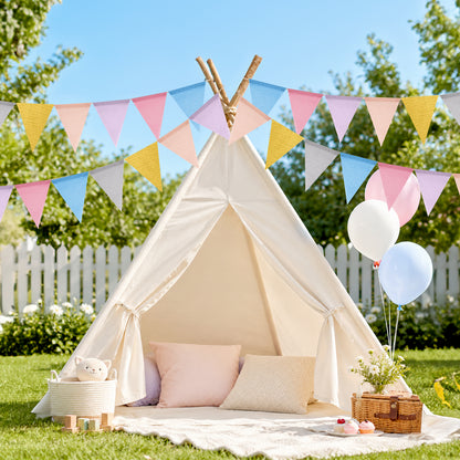 G2PLUS 20M Pastel Burlap Bunting Outdoor: 60PCS Reusable Waterproof Hessian Bunting, Burlap Banner for Birthday, Baby Shower, Wedding, Nursery, Garden Decoration