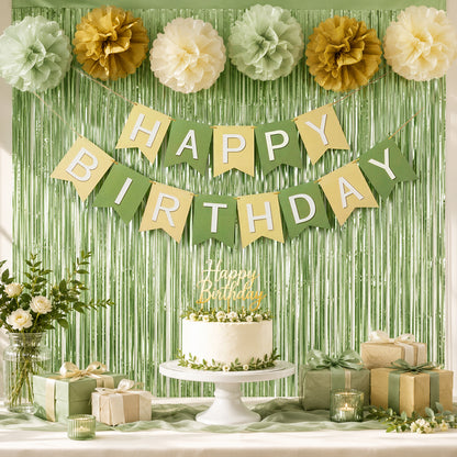 G2PLUS Green Birthday Decorations Set, Birthday Party Backdrop Decorations