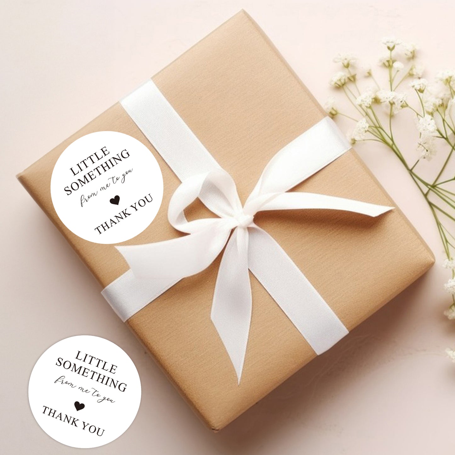 G2PLUS Thank You Gift Stickers, 60PCS Little Something from Me to You Thank You Stickers, 2in Round Thank You Envelope Seal Stickers, Elegant Gratitude Label Sticker for Gift Wrapping, Party Favors
