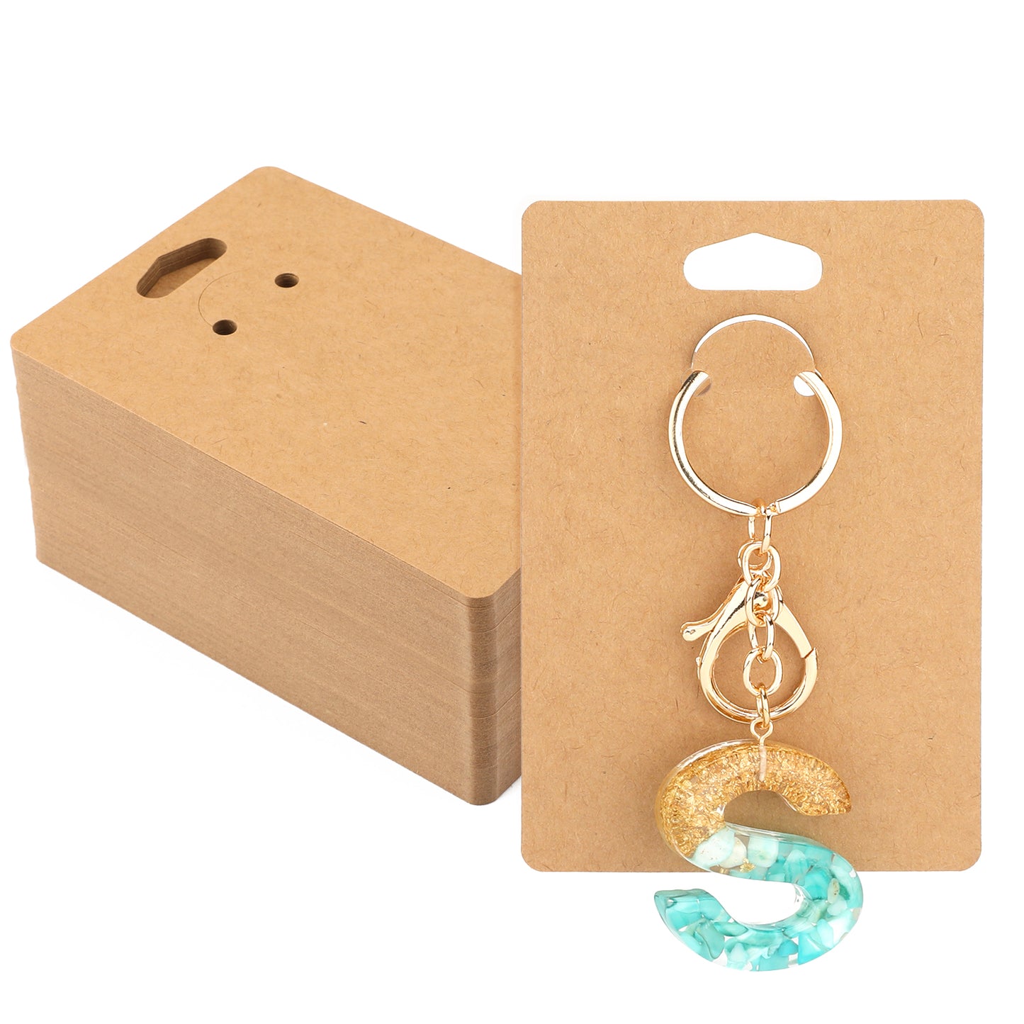 G2PLUS 100PCS Keyrings Display Cards - 8x12CM Keychain Displays - Blank Necklaces Display Card Holders for Handmade Jewelry Display