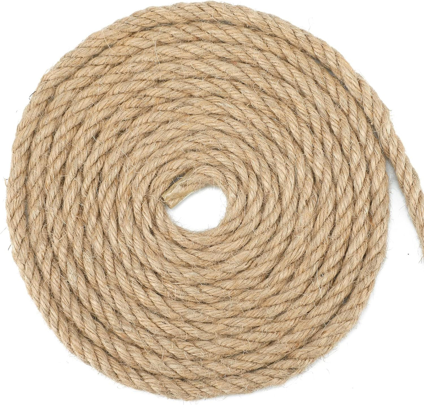 G2PLUS 8mm Jute Hemp Rope, 4-Ply Natural Thick Rope, 10M Strong Craft Twine for Gardening Bundling Camping Decorating
