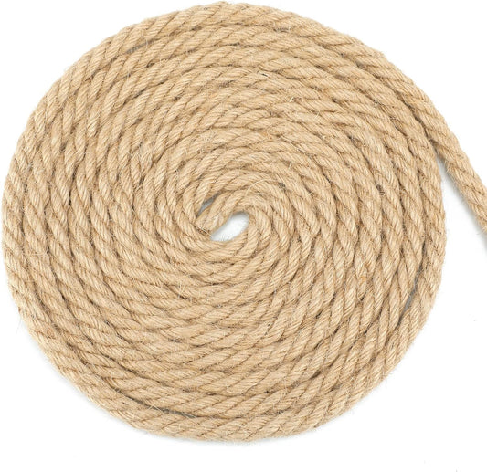 G2PLUS 10mm Jute Hemp Rope, 4-Ply Natural Thick Rope, 10M Strong Craft Twine for Gardening Bundling Camping Decorating
