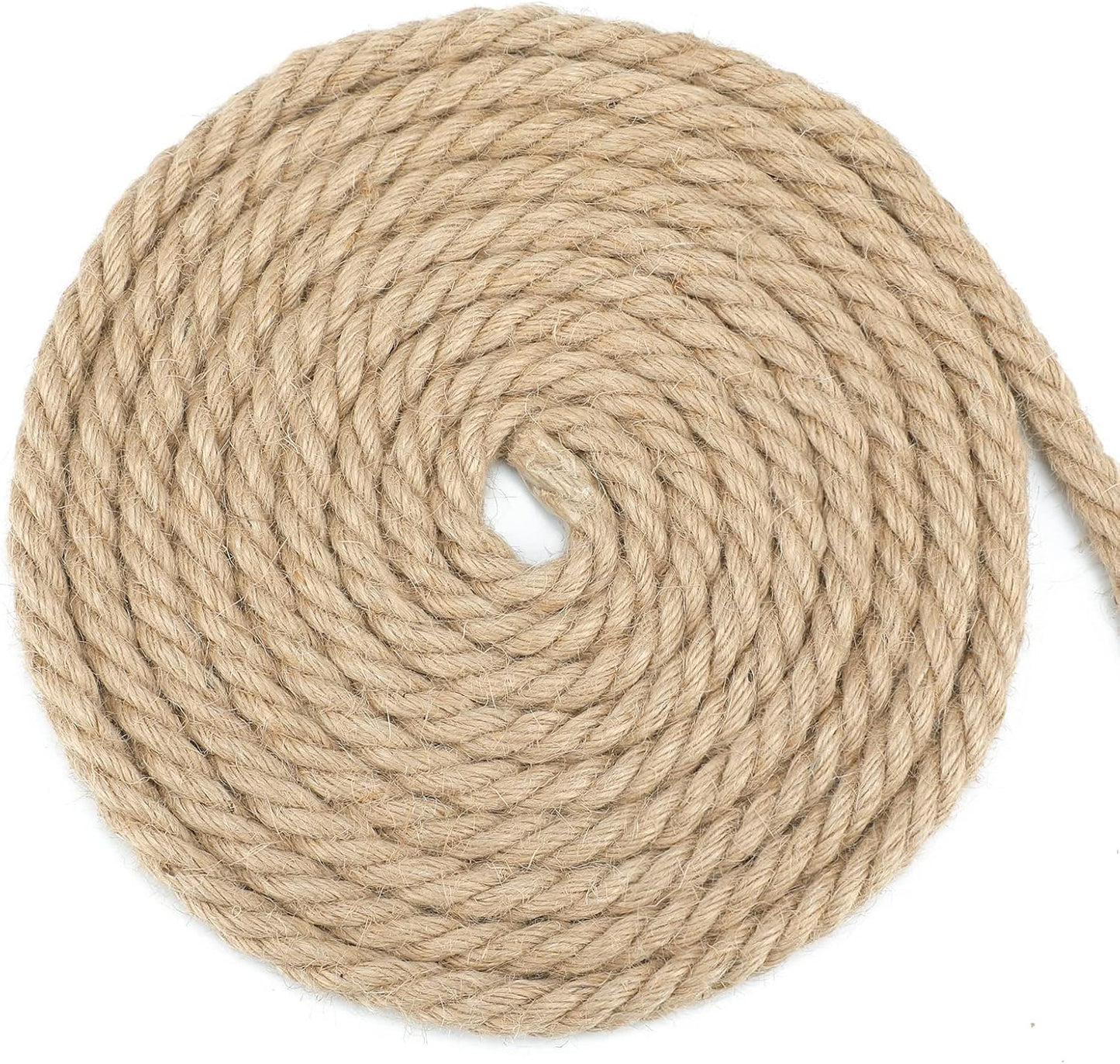G2PLUS 12mm Jute Hemp Rope, 4-Ply Natural Thick Rope, 10M Strong Craft Twine for Gardening Bundling Camping Decorating