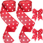 G2PLUS 40mm Wired Burlap Ribbon, 10M Christmas Wired Ribbon for Wreaths, Christmas Ribbon for Gift Wrapping, Red Ribbon with White Dots for Bows and Christmas Wreaths Project