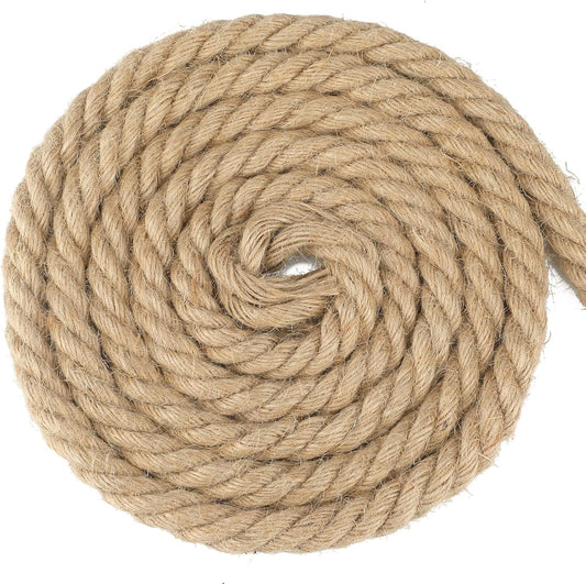 G2PLUS 16MM Jute Hemp Rope, 4-Ply Thick Natural Cord Rope, 10M Brown Jute String Twine for Crafts, Jute Garden Rope for Cat Scratch Post, Garden Decoration