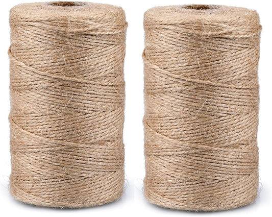 G2PLUS Jute String Twine 2MM, 2x200M Natural Garden Jute Rope, 3 Ply Art and Crafts Linen String for DIY Craft; Gardening Use