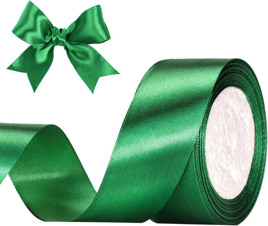 G2PLUS Dark Green Stain Ribbons, 50mm Sage Green Ribbons for Gift Wrapping, 22M Gift Wrap Ribbon, Decorative Gift Wrapping Ribbon for St Patrick's Day, Crafting, Wedding Party Decoration