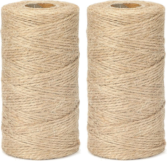G2PLUS Jute String Twine 1.5MM, 2x100M Natural Garden Jute Rope, 2 Ply Art and Crafts Linen String Brown for DIY Craft; Gardening Use