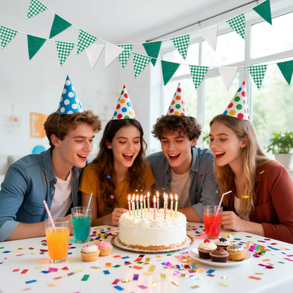 G2PLUS Green and White Checkered Banner, 32Ft Green Pennant Banner Garland, Party Decorations Triangular Bunting Garland for Xmas, Wedding Décor, Birthday Party, Picnic, BBQ, St. Patrick’s Day & Outdoor Celebrations