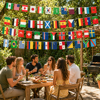 G2PLUS World Cup Football Bunting 2026, 48 Teams Flags of the World, 15m Double Sides Football Party Decor Banner for Bar Club Garden Street Decoration, 2 Pack
