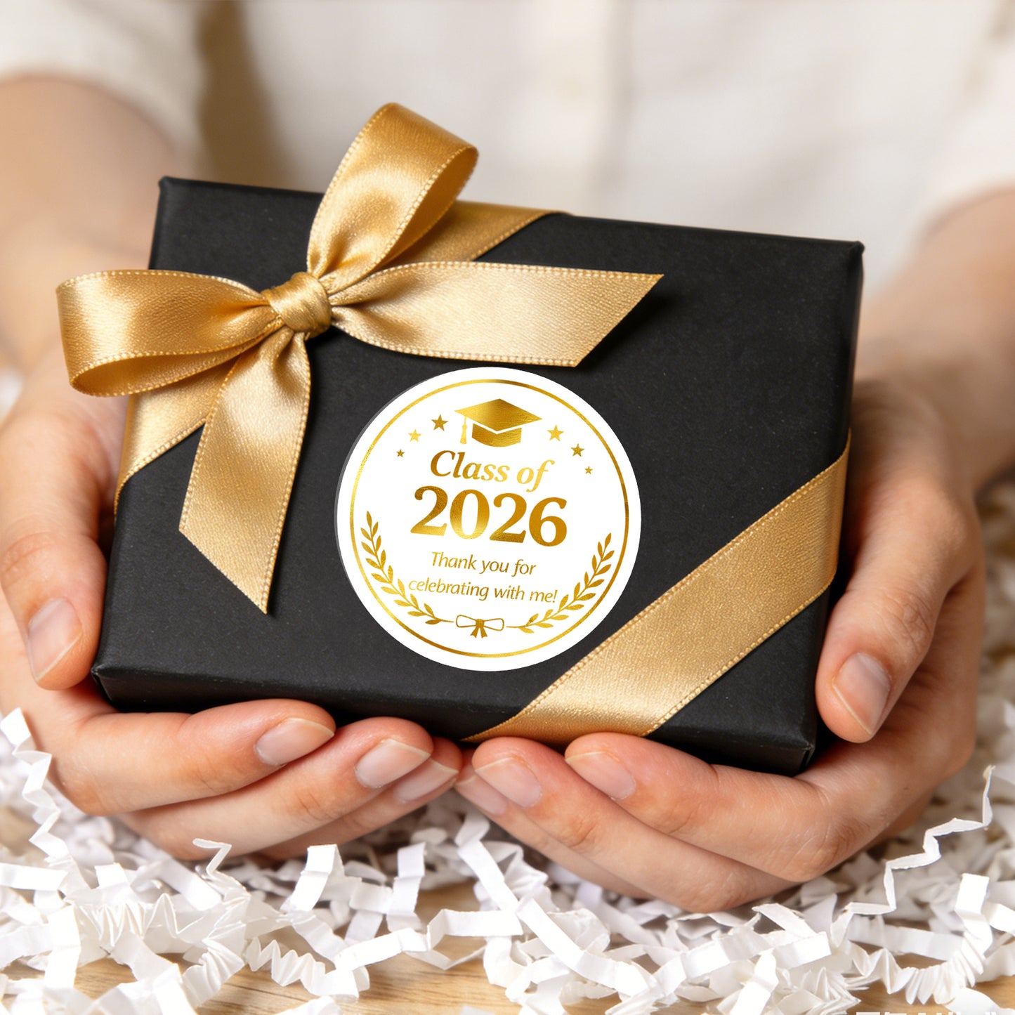 G2PLUS Graduation Thank You Stickers - 120Pcs Class of 2026 Stickers Gold Foil Graduation Gift Labels 2in Round Envelope Seal Sticker for Certificate Congrats Grad Party Favors