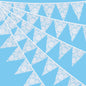 G2PLUS White Lace Bunting - 3.3M Lace Wedding Bunting - 12PCS White Fabric Lace Bunting for Wedding Birthday Party Decoration