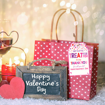 G2PLUS 100PCS Valentine's Day Gift Tags, Happy Valentine's Day Tags, Thank You Treat Tags, Thank You for All You Do Tags, White Paper Gift Tags with String for Valentine's, Wedding Party Favors