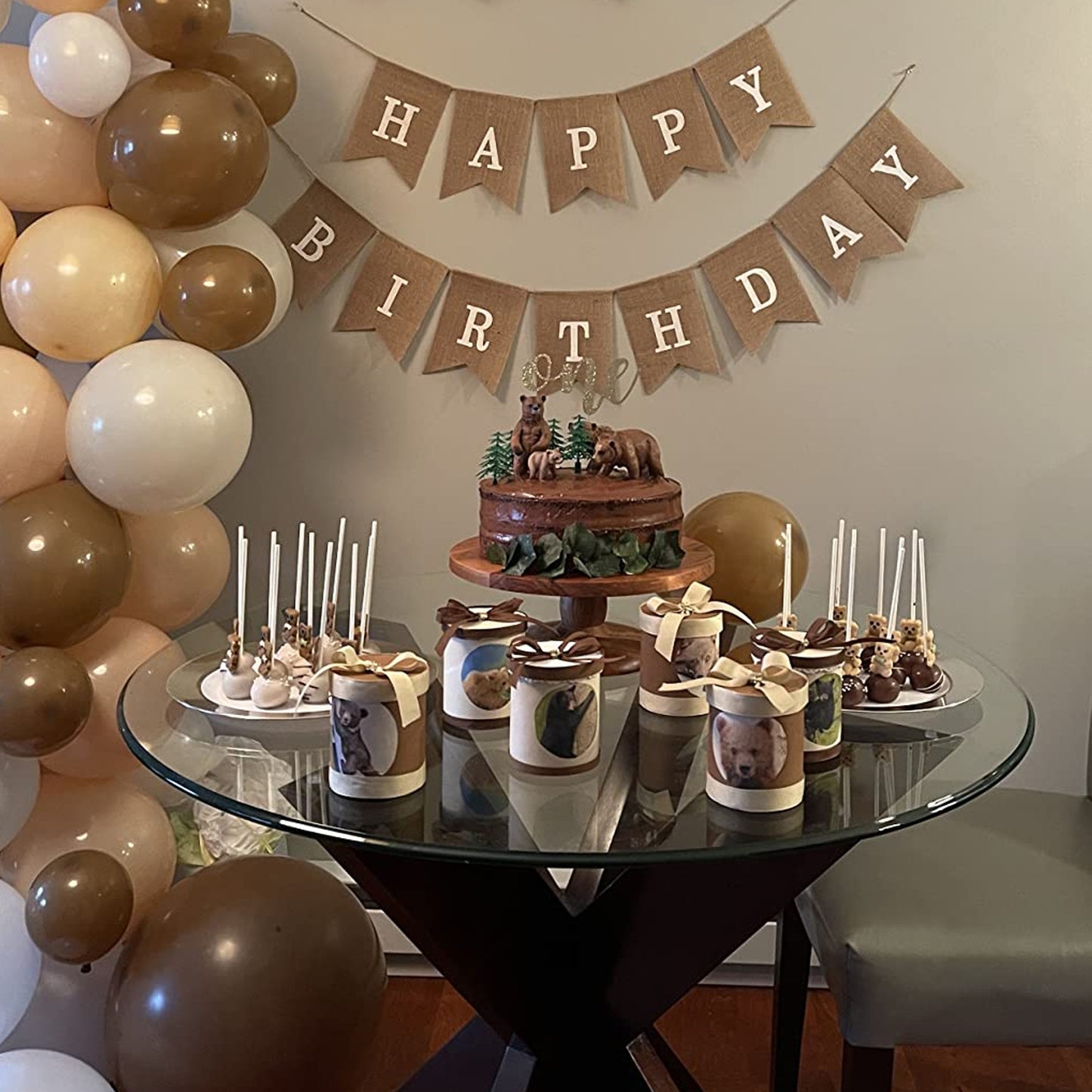 G2PLUS Happy Birthday Banners, Pre-Strung Burlap Happy Birthday Banner Sign, Rustic Happy Birthday Garland Bunting for Party Decorations, Reusable Hanging Backdrop for Cake Table