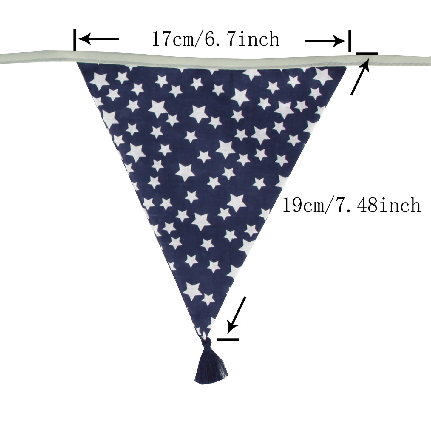 G2PLUS 10.8Ft Cotton Triangle Bunting Banner – 12pcs Blue and Gray Fabric Pennant Flag with Tassels, Double Side Triangle Banner Garland for Weddings, Birthdays, Garden & Baby Showers