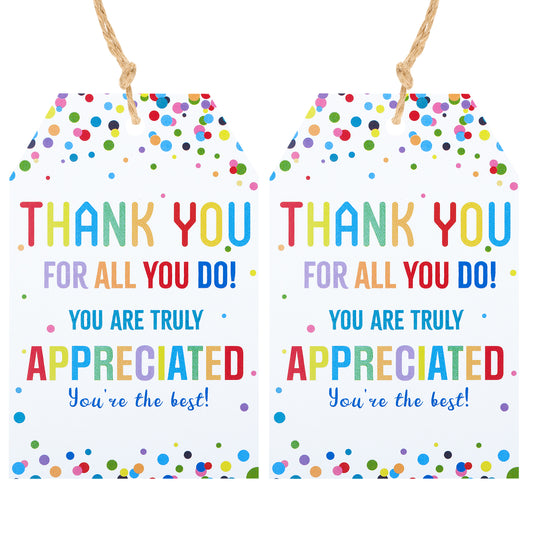 G2PLUS Thank You Gift Tags, Thank You Tags for Favors, 50 PCS Thank You for All That You Do Tags, Thank You Gift Labels with String for Mother's Day Teachers Friends Teammates