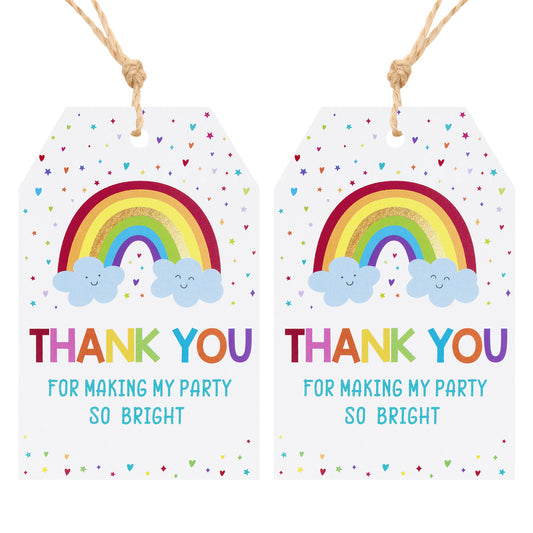G2PLUS Thank You Party Favors Tags, Thank You Gift Tags with String, 50 PCS Rainbow Thank You Tags, Thank You for Making My Party so Bright Tags for Birthday Party Wedding Baby Shower Favors Decor