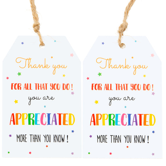 G2PLUS Thank You Gift Tags, 50 PCS Thank You for All That You Do Tags, Thank You Tags for Favors, Thank You Gift Labels with String for Mother's Day Teachers Friends Teammates