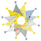 G2PLUS Fabric Bunting Banner with Stars, 4M Yellow and Grey Cotton Nursery Banner with 12 Triangle Pennants, Double Sided Cloth Garlands for Bedroom Playhouse Birthday Decoration