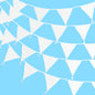 G2PLUS 10.8Ft Cotton Triangle Bunting Banner – 12pcs White Fabric Pennant Flag with Tassels, Double Side Triangle Banner Garland for Weddings, Birthdays, Garden & Baby Showers